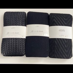 LOFT New Black Textured Tights - 3 pairs